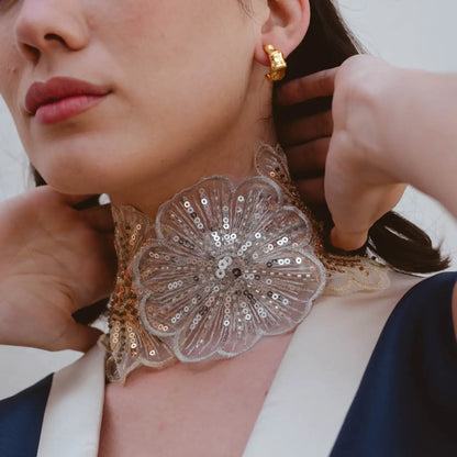 Collar Bordado Belle de Nuit Plata y Dorado