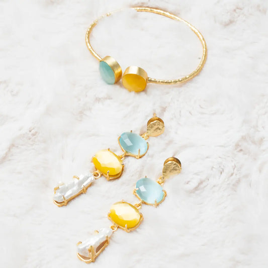 Conjunto Pendientes Neda + Brazalete Caliza Duck