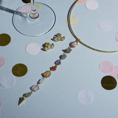 Conjunto Pendientes Daisy Big Verde Agua + Collar Infinity Multicolor Vibrant