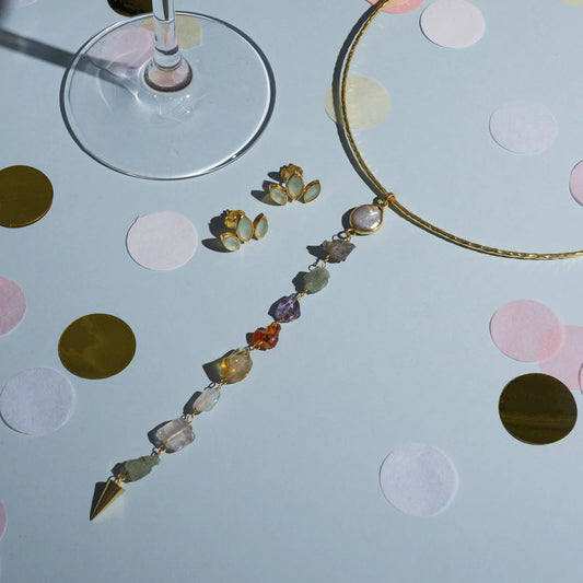 Conjunto Pendientes Daisy Big Verde Agua + Collar Infinity Multicolor Vibrant