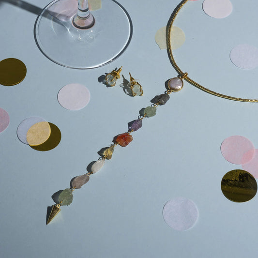 Conjunto Pendientes Rock Verde Agua + Collar Infinity Multicolor Vibrant
