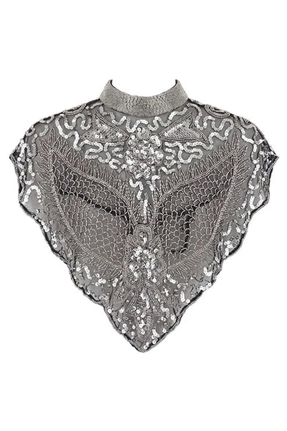 Cuello Joya Aura Lentejuelas Plateado