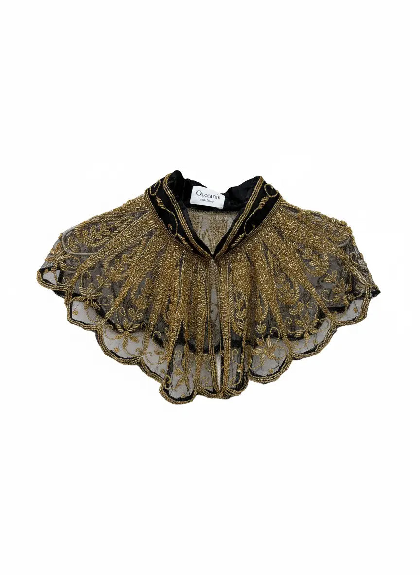 Cuello Joya Encanto Negro y Dorado