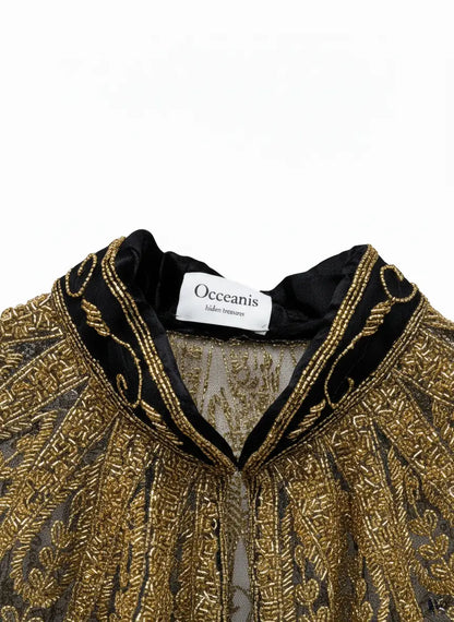 Cuello Joya Encanto Negro y Dorado