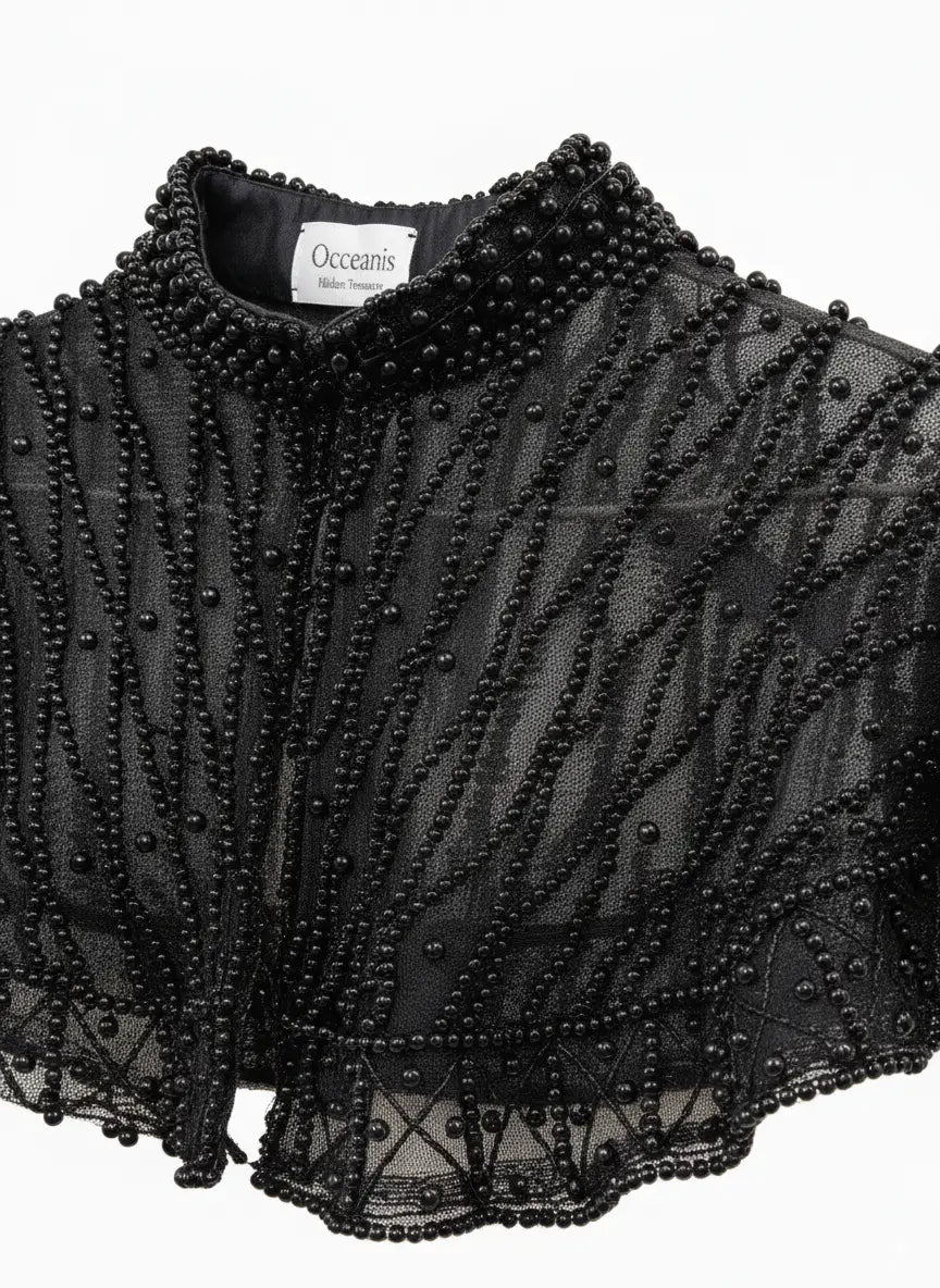 Cuello Joya Perlado Negro