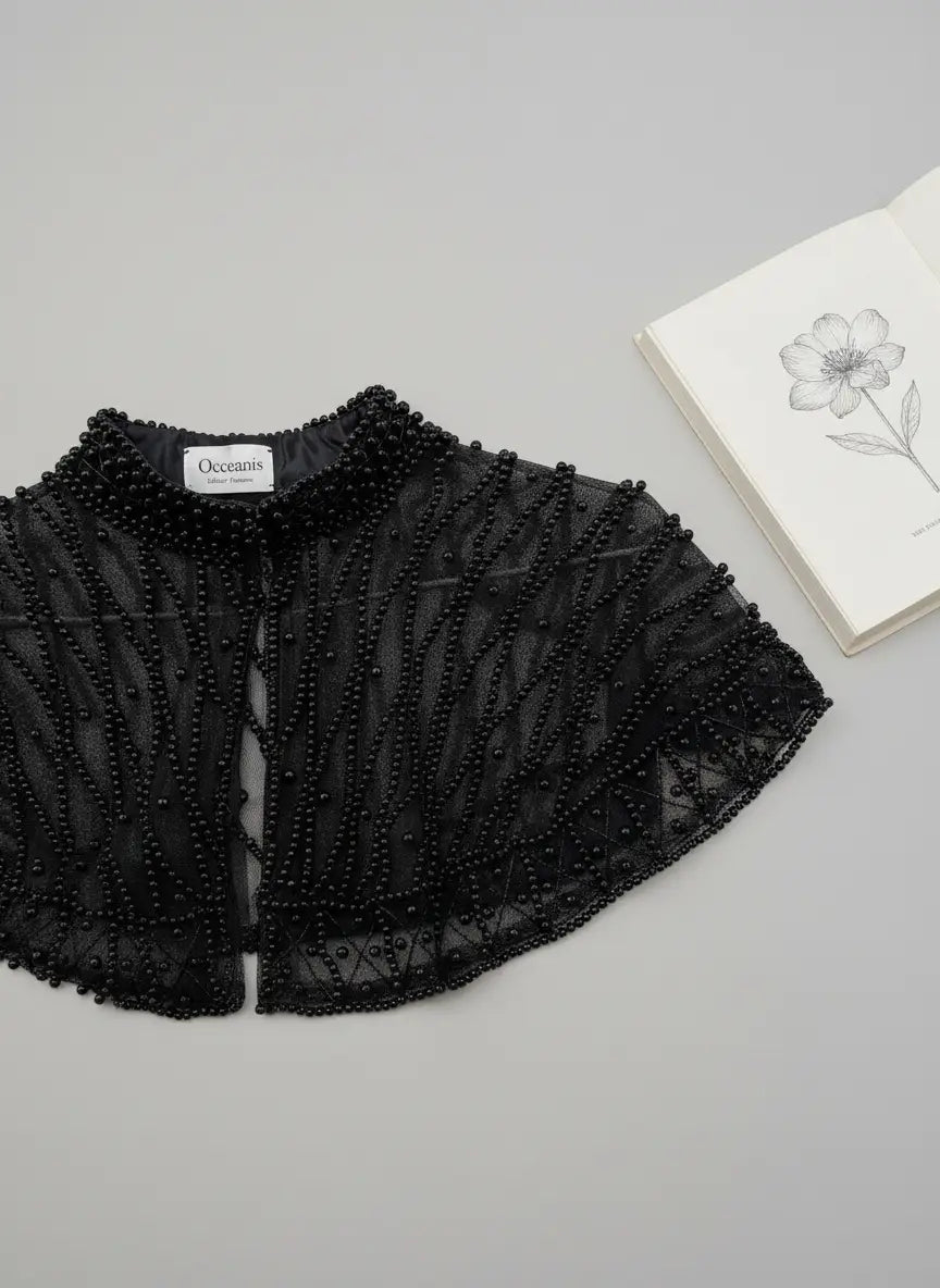 Cuello Joya Perlado Negro