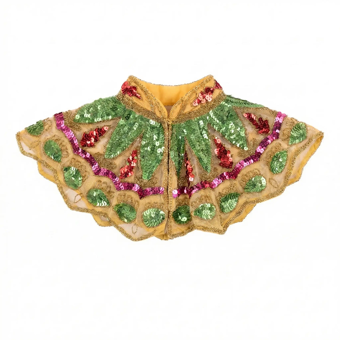 Cuello Joya Zardozi Amarillo, Verde y Rojo