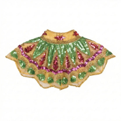 Cuello Joya Zardozi Amarillo, Verde y Rojo