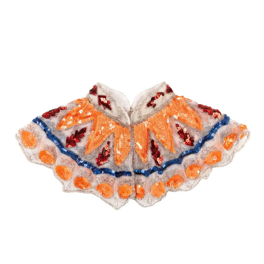 Cuello Joya Zardozi Beige, Naranja y Azul