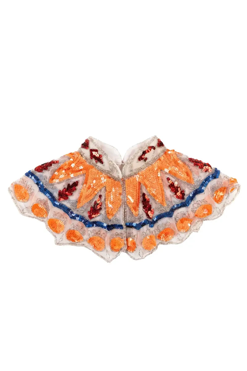 Cuello Joya Zardozi Beige, Naranja y Azul