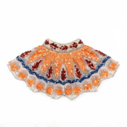 Cuello Joya Zardozi Beige, Naranja y Azul