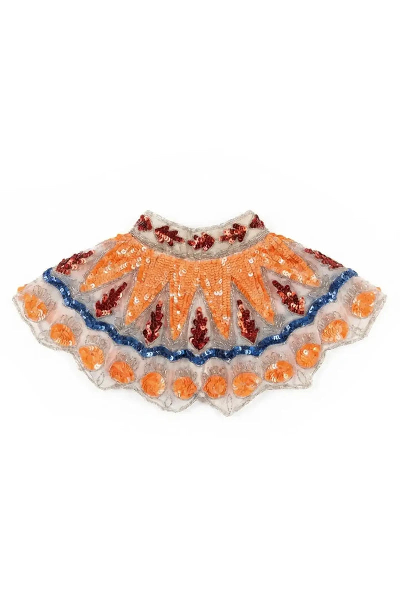 Cuello Joya Zardozi Beige, Naranja y Azul