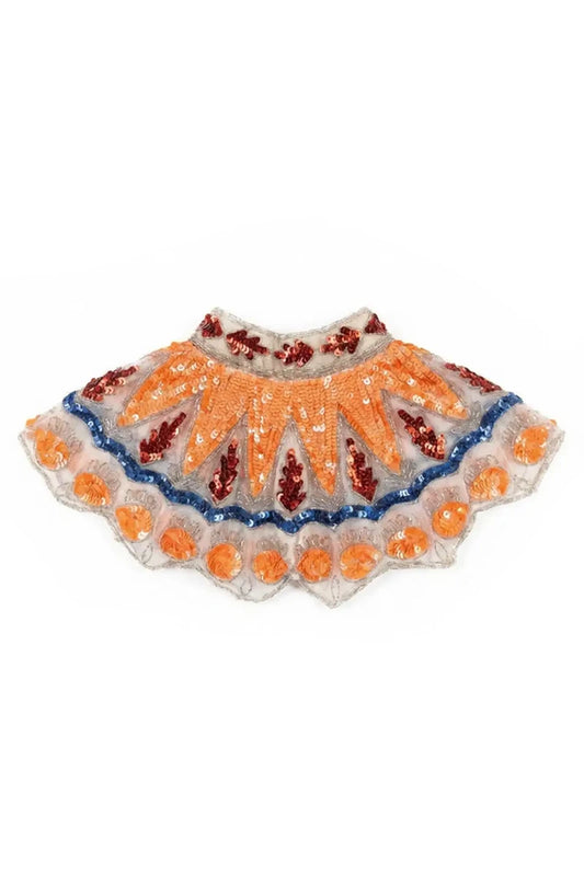 Zardozi Jewel Collar in Beige, Orange and Blue