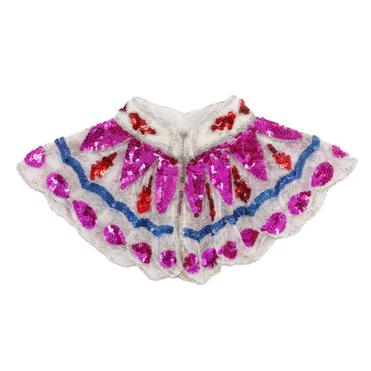 Zardozi Jewel Collar in White, Fuchsia and Blue