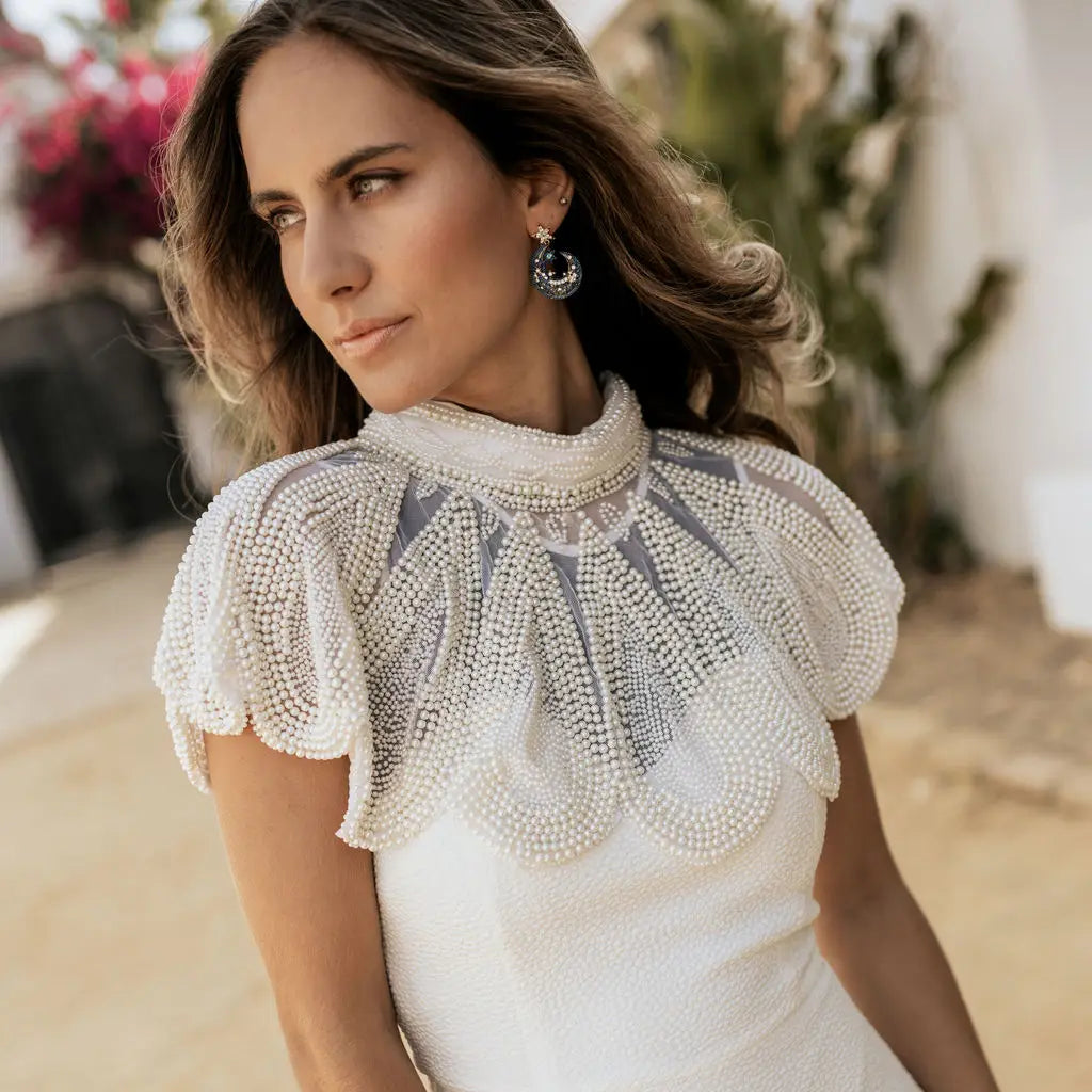 Cuello Joya White Nieves Perla Blanco