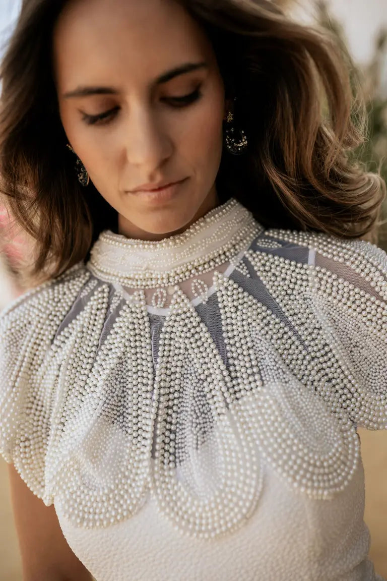 Cuello Joya White Nieves Perla Blanco