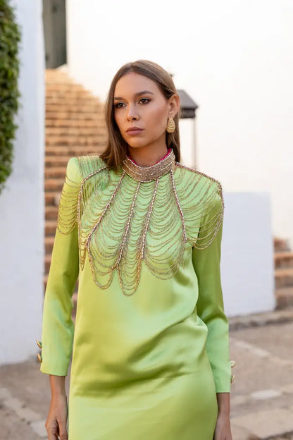 Cuello Red Joya Dorado Fucsia