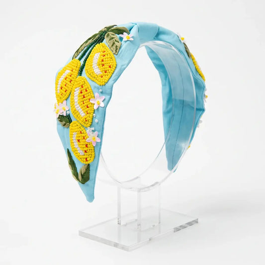 Diadema Tulum Limones Turquesa y Amarilllo