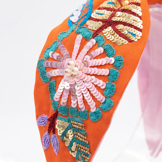 Diadema Zari Naranja y Multicolor