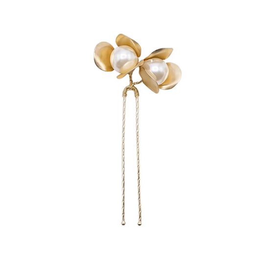 Horquilla Enea Doble Flor Perlas