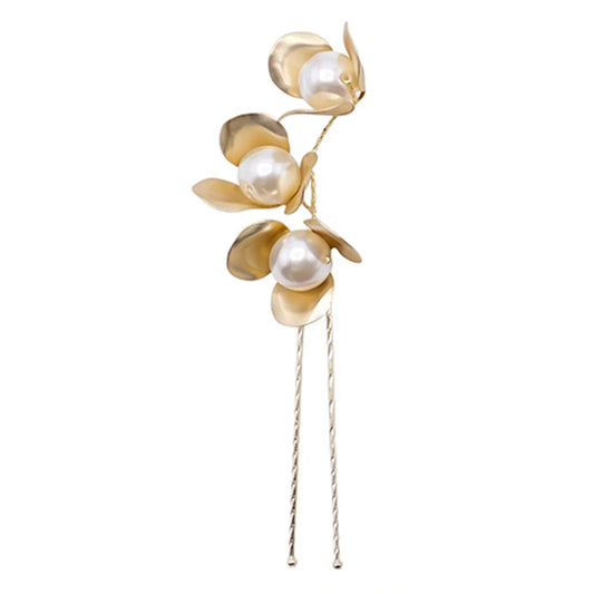 Horquilla Enea Triple Flor Perlas