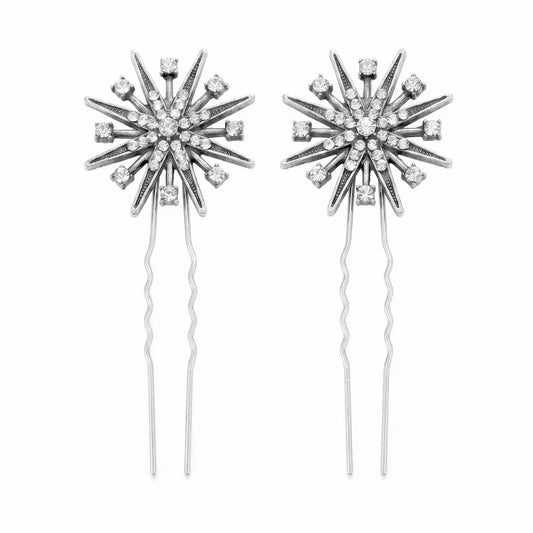 Horquillas Moño Astra Estrella Plata Vieja Shine - par