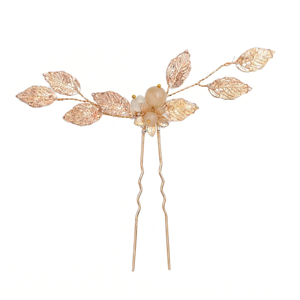Horquilla Moño Manuela Hojas Beige