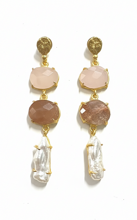 Pendientes Neda Rosa palo, Terracota soft y Perla