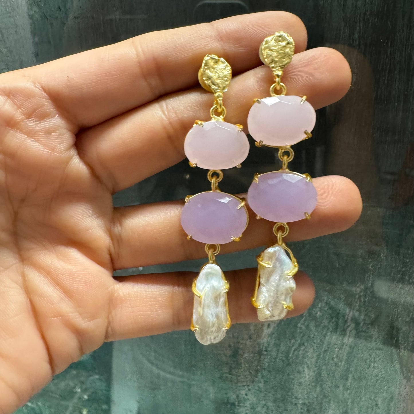 Pendientes Neda Rosa, Lila y Perla