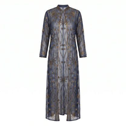 Kaftan Largo Joya Firmamento Azul y Dorado