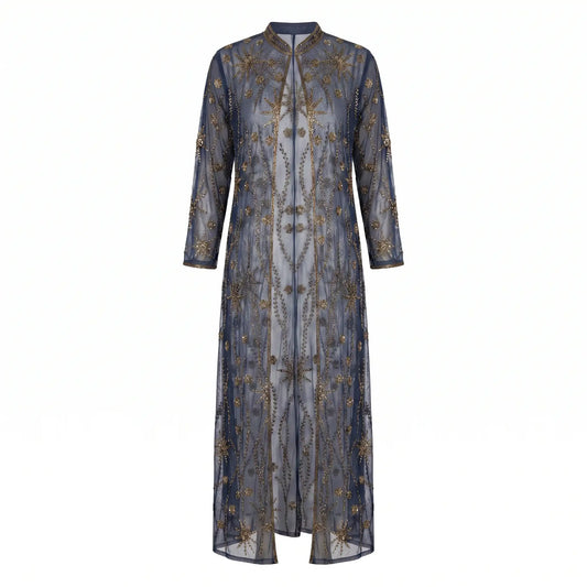 Long Jewel Kaftan Firmament Blue and Gold
