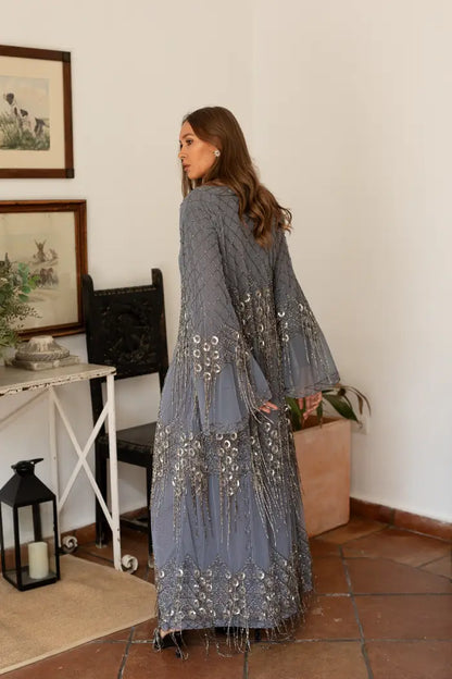 Kaftan Largo Joya Gris y Plateado