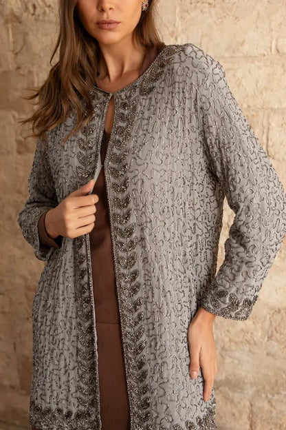 Kaftan Midi Joya Gris y Plateado