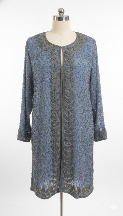 Kaftan Midi Joya Gris y Plateado