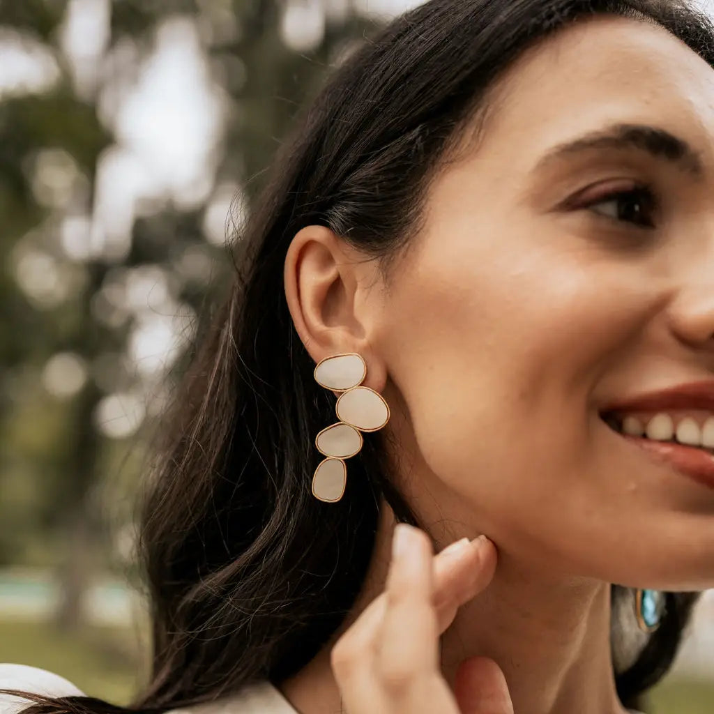 Matrix Pendientes Genís Big Blanco Nácar