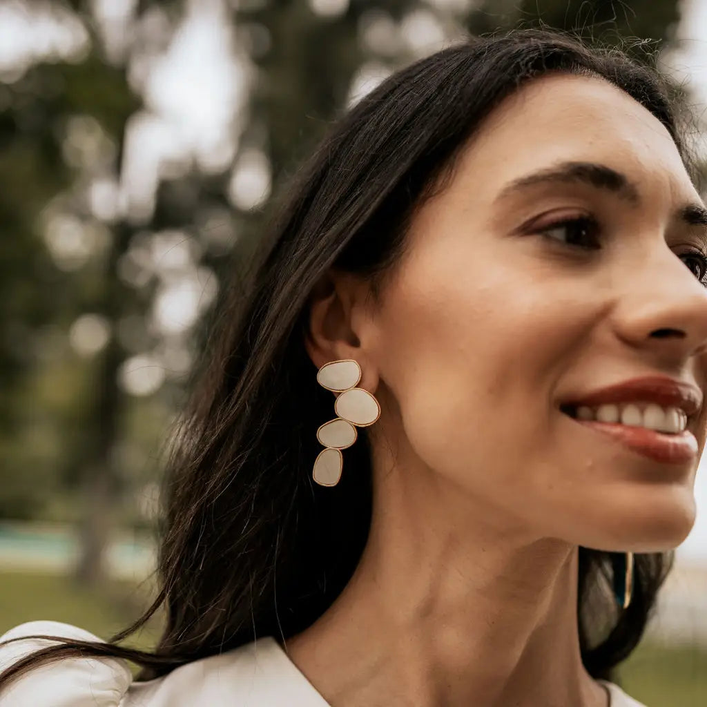 Matrix Pendientes Genís Big Blanco Nácar