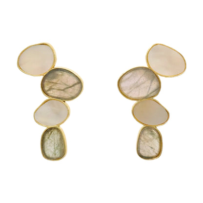 Matrix Pendientes Genís Big Blanco nacar y Labradorita