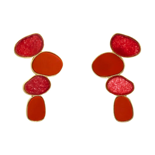 Matrix Pendientes Genís Big Rubí y Rojo coral