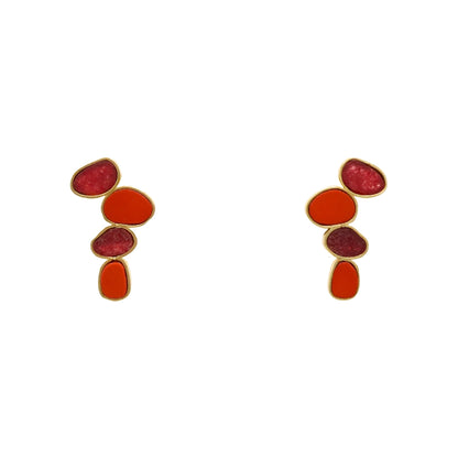 Matrix Pendientes Genís Small Rubí y Rojo coral