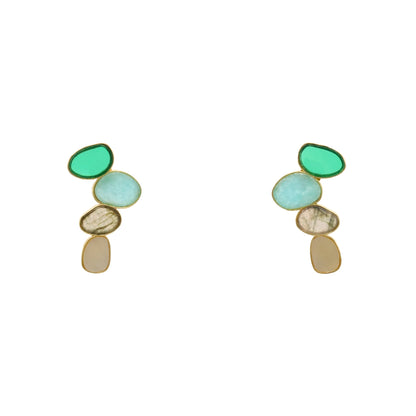 Matrix Pendientes Genís Small Verde, Amazonita, Labradorita y Blanco nacar