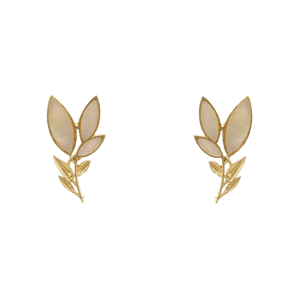 Matrix Pendientes Leaves Blanco Nácar