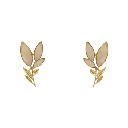 Matrix Pendientes Leaves Blanco Nácar