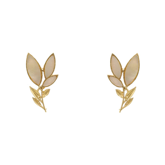 Matrix Pendientes Leaves Blanco Nácar