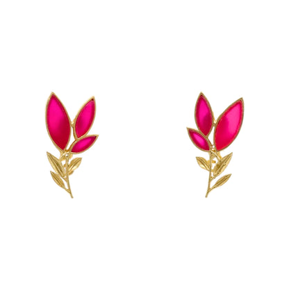 Matrix Pendientes Leaves Fucsia