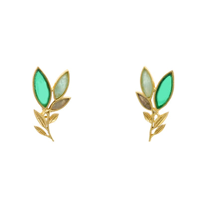 Matrix Pendientes Leaves Verde, Amazonita y Labradorita