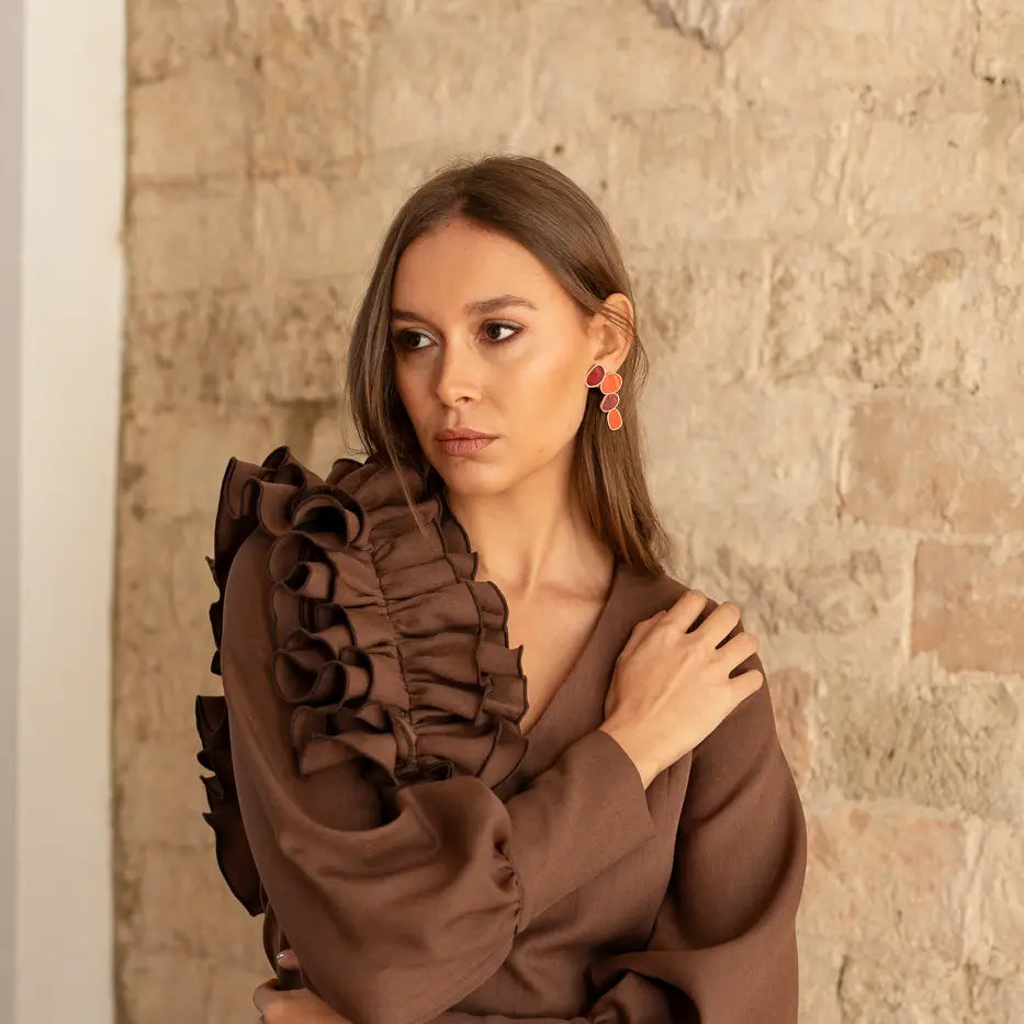 Matrix Pendientes Genís Big Rubí y Rojo coral