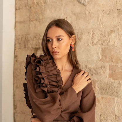 Matrix Pendientes Genís Big Rubí y Rojo coral