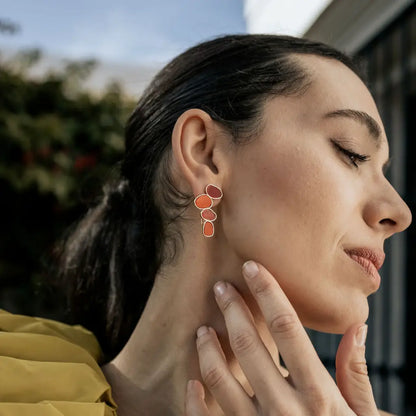 Matrix Pendientes Genís Small Rubí y Rojo coral