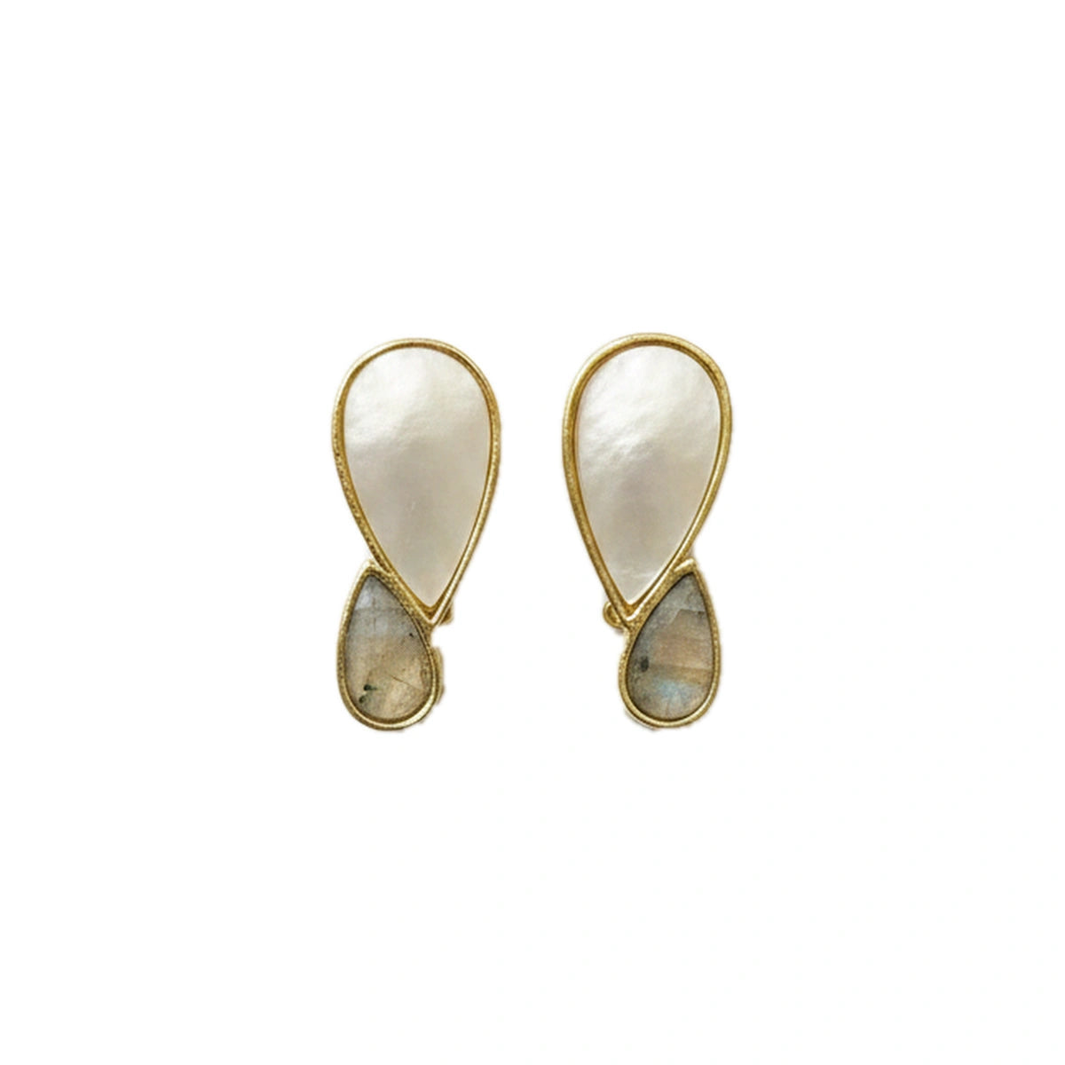 Matrix Pendientes Nexus Blanco Nácar y Labradorita