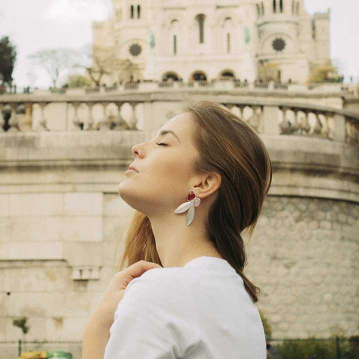 Pendientes Narciso Plata Rubí y Rosa Claro